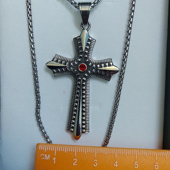 Black Gun Cross Pendant Necklace in 3mm x 24 in. - Picture 3 of 12
